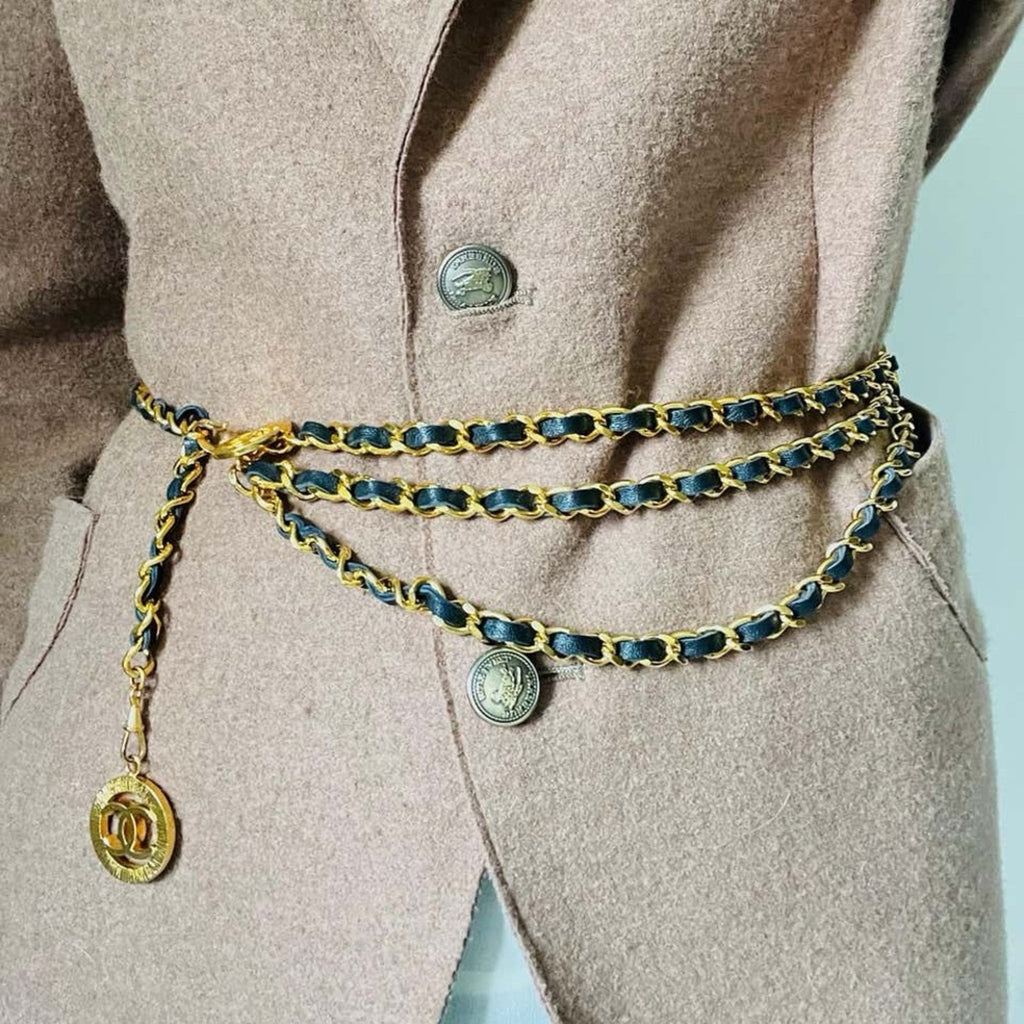 Chanel Medallion Triple Strand Necklace & Belt