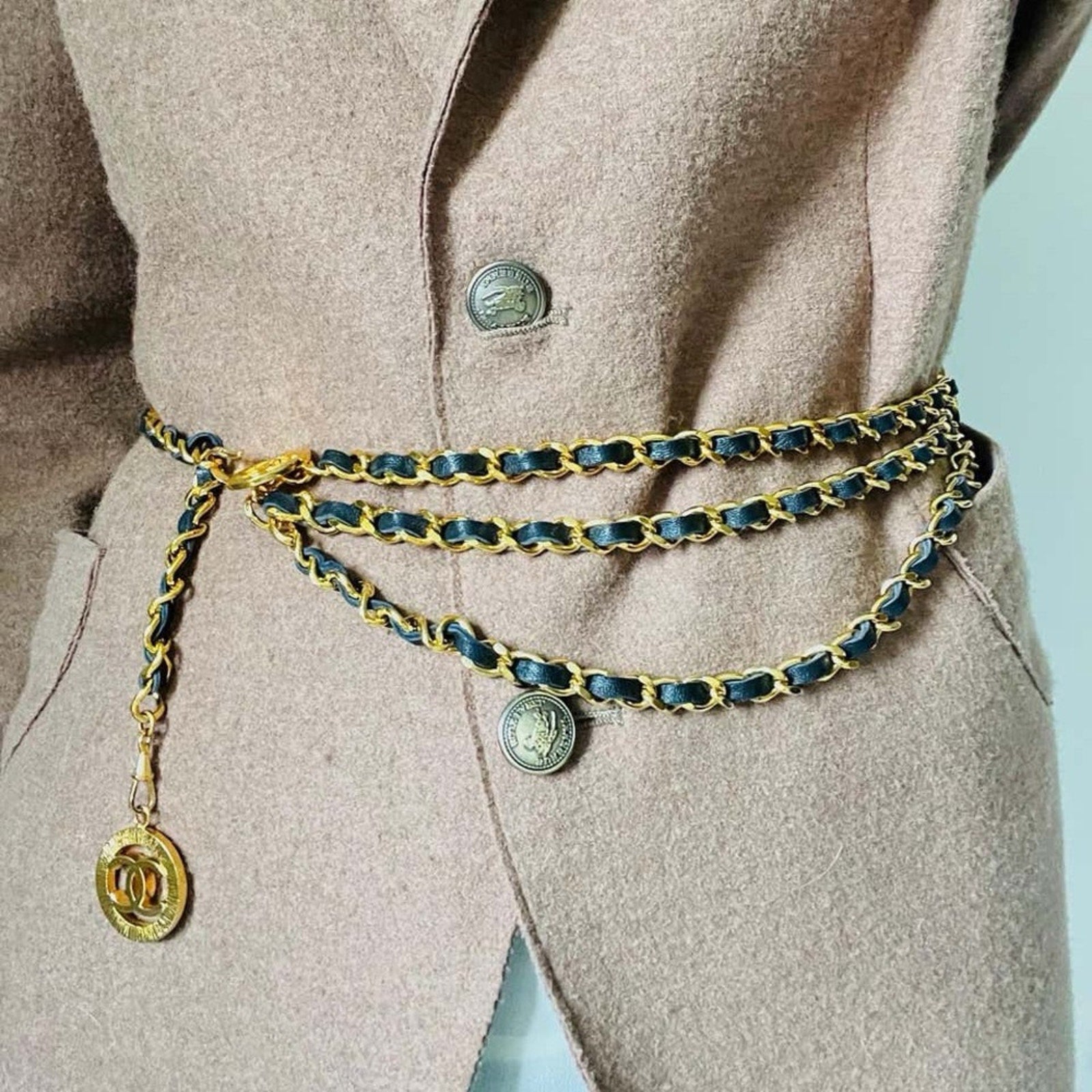 Chanel Medallion Triple Strand Necklace & Belt
