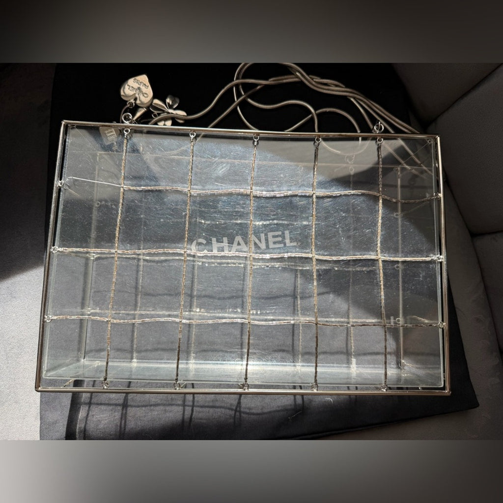 Rare Chanel Lucite and CC charm beaded clutch bag