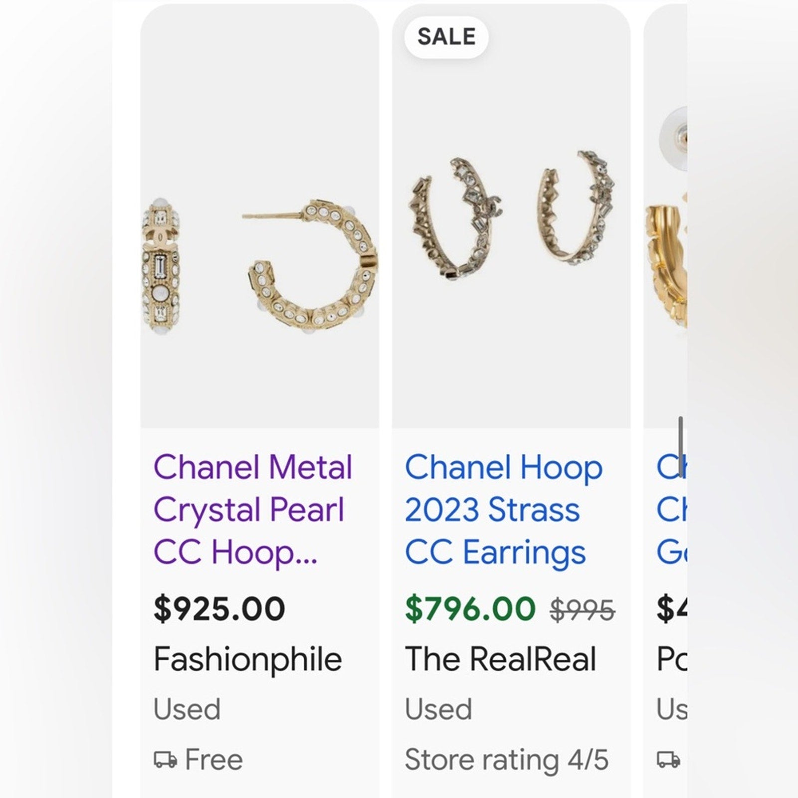 CHANEL Strass Crystal Hoop Earrings