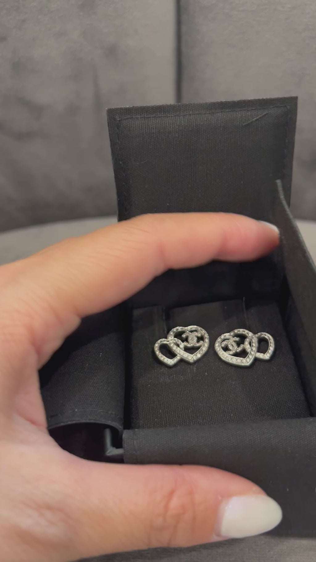 Chanel double heart earrings