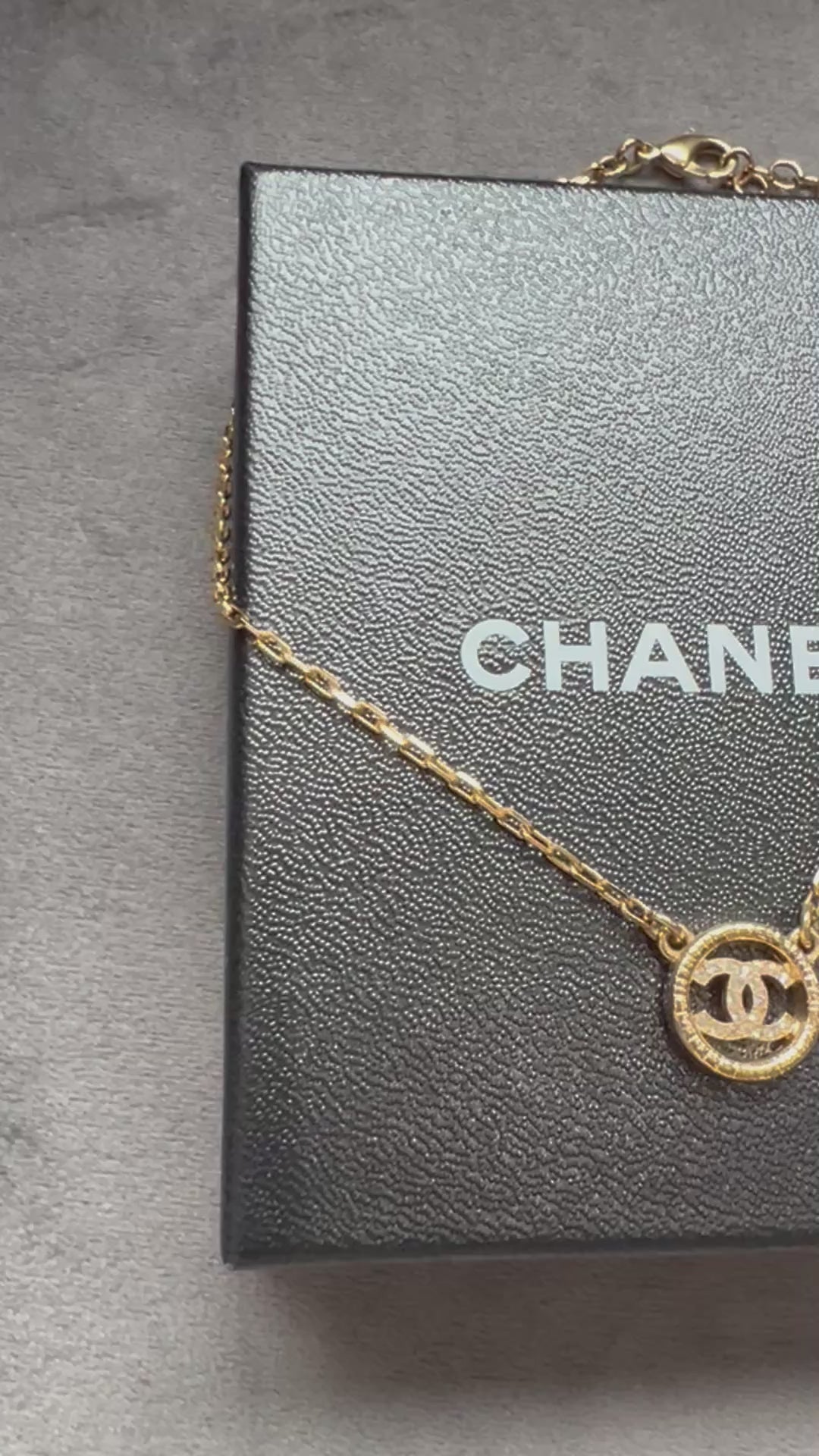 Chanel Crystal Metal CC Round Pendant necklace