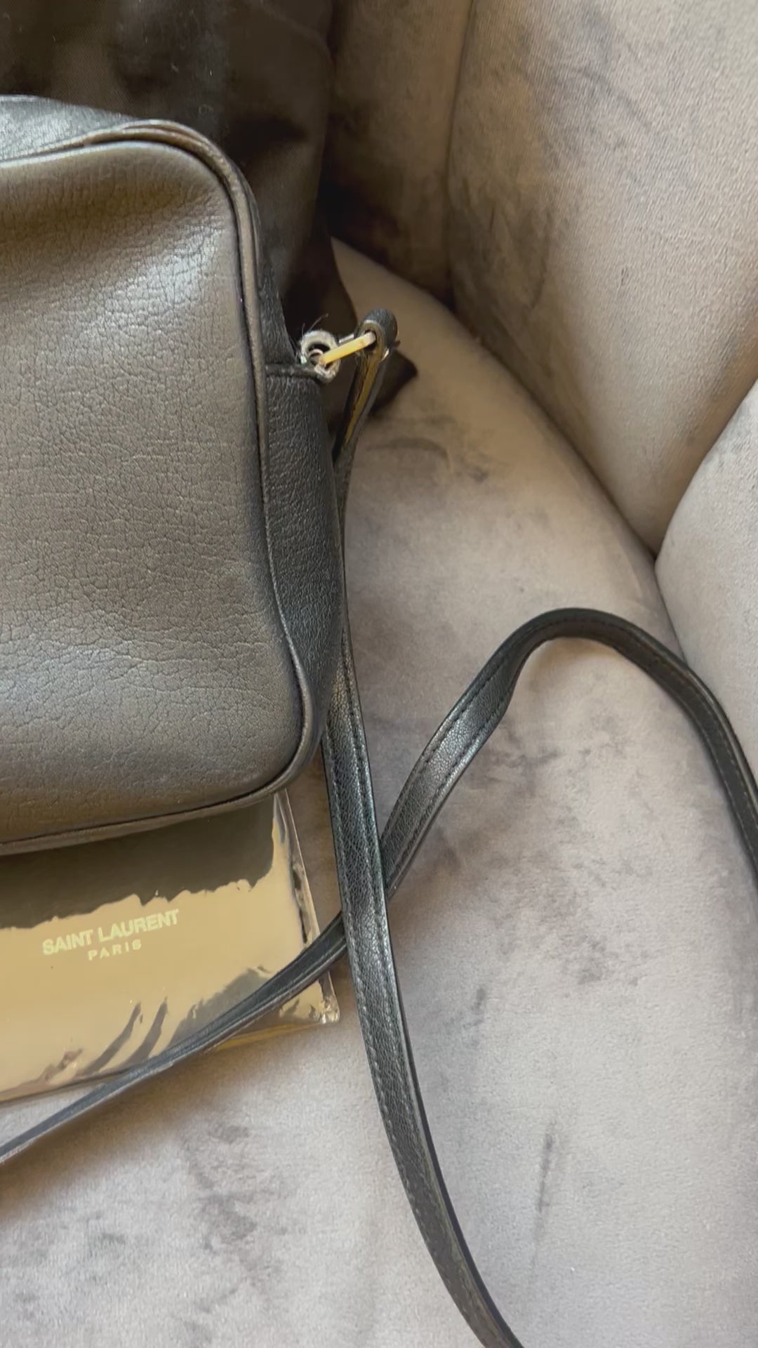 Yves Saint Laurent camera bag embossed black