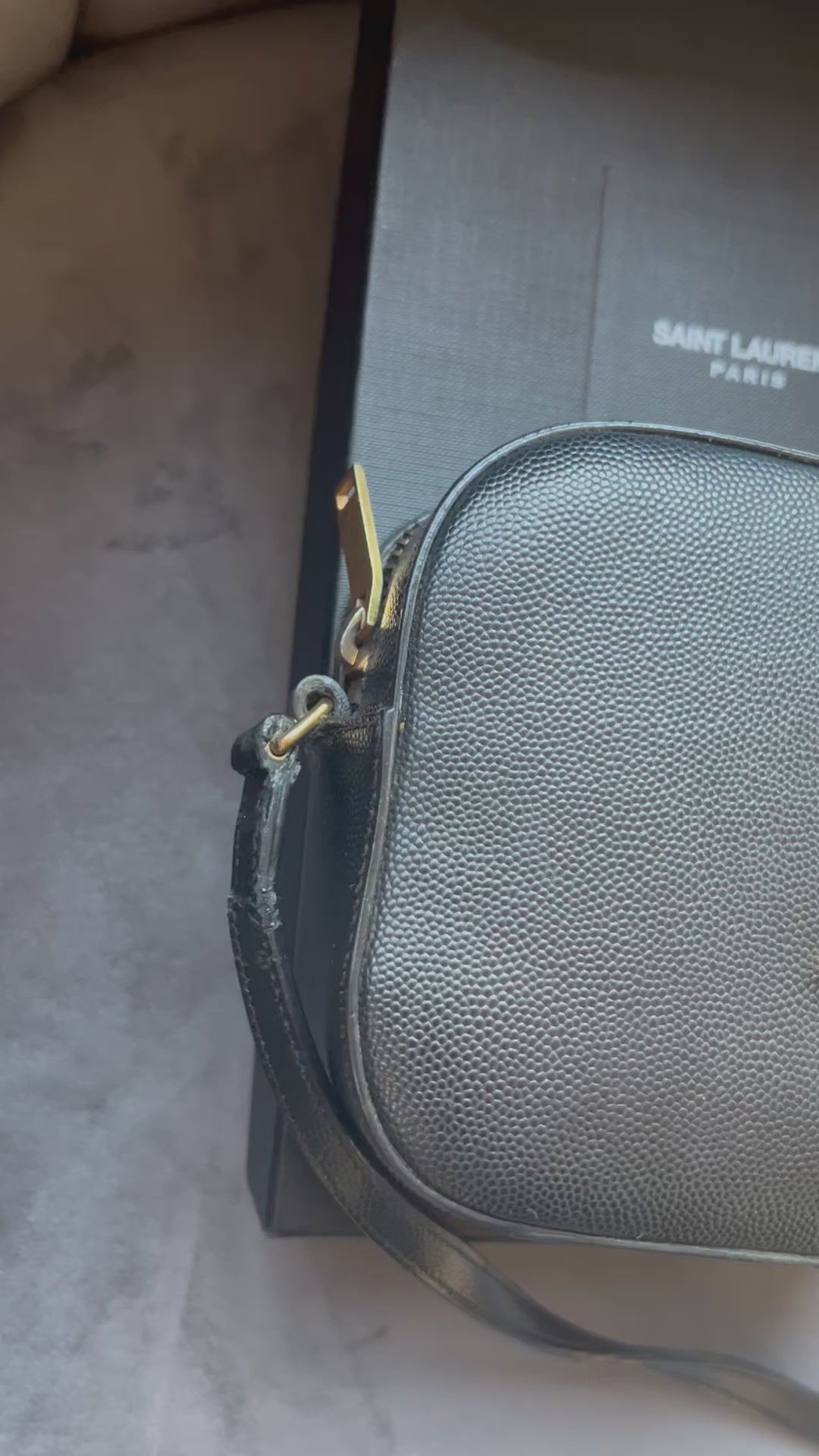Yves Saint Laurent camera Lou monogram bag pebbled