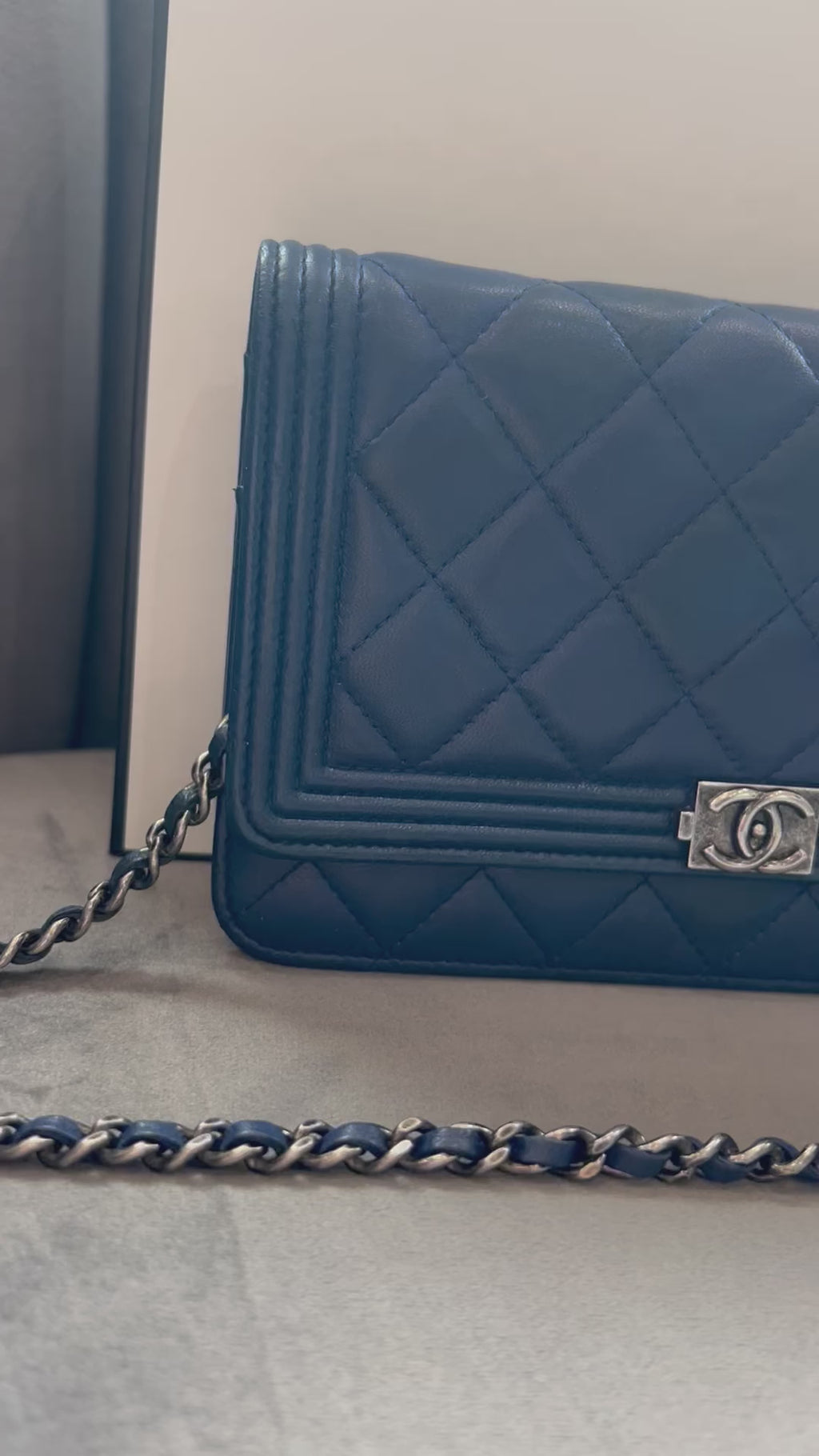 Chanel Boy Wallet on Chain Blue