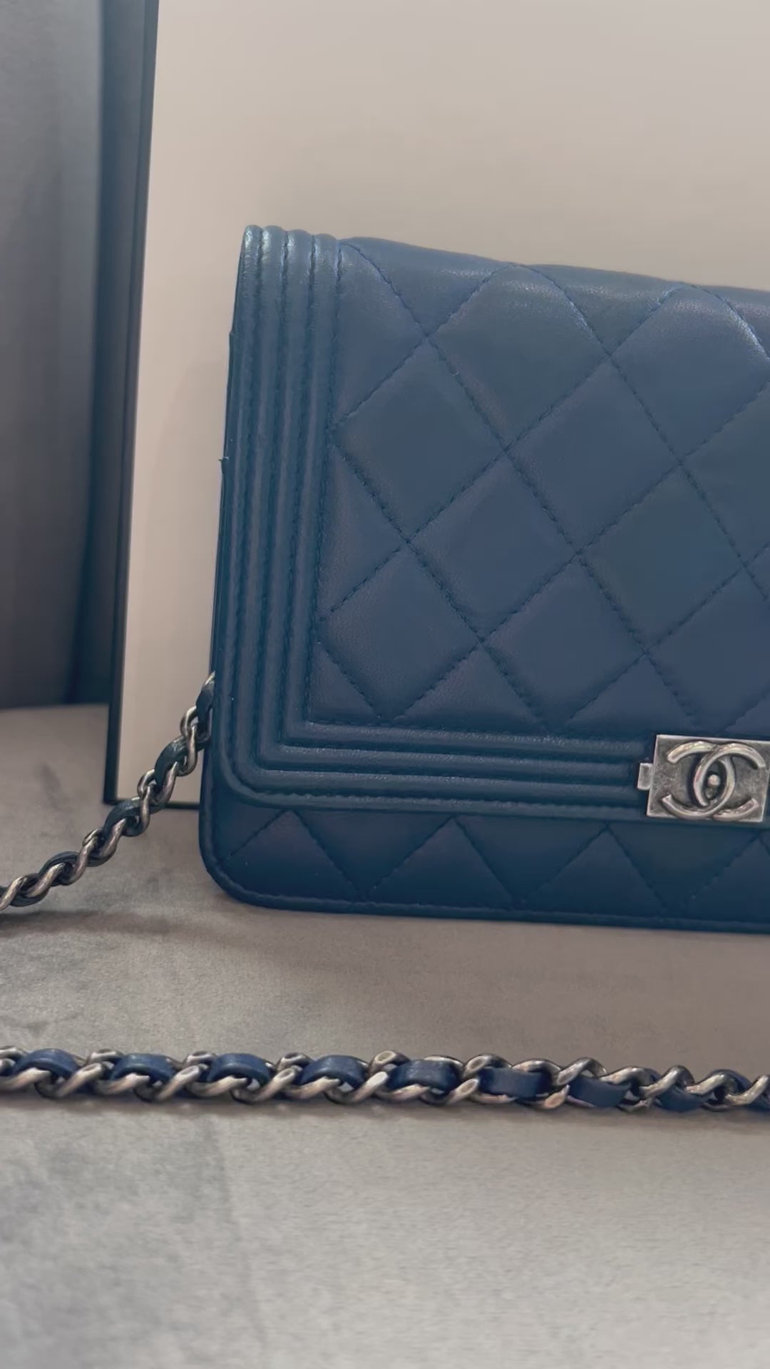 Chanel Boy Wallet on Chain Blue
