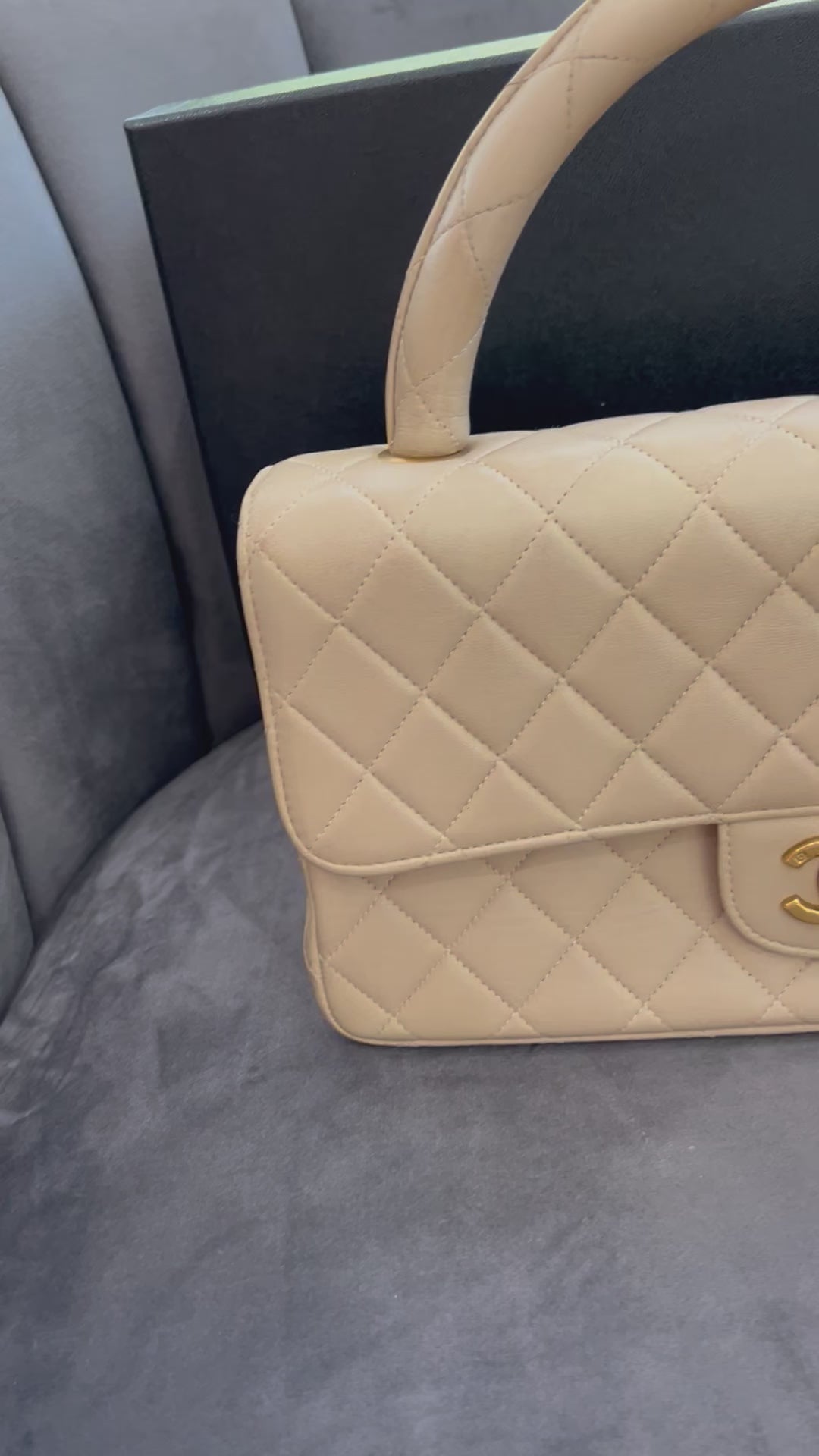 Rare Vintage Chanel Kelly top handle bag 24k Gold Hardware