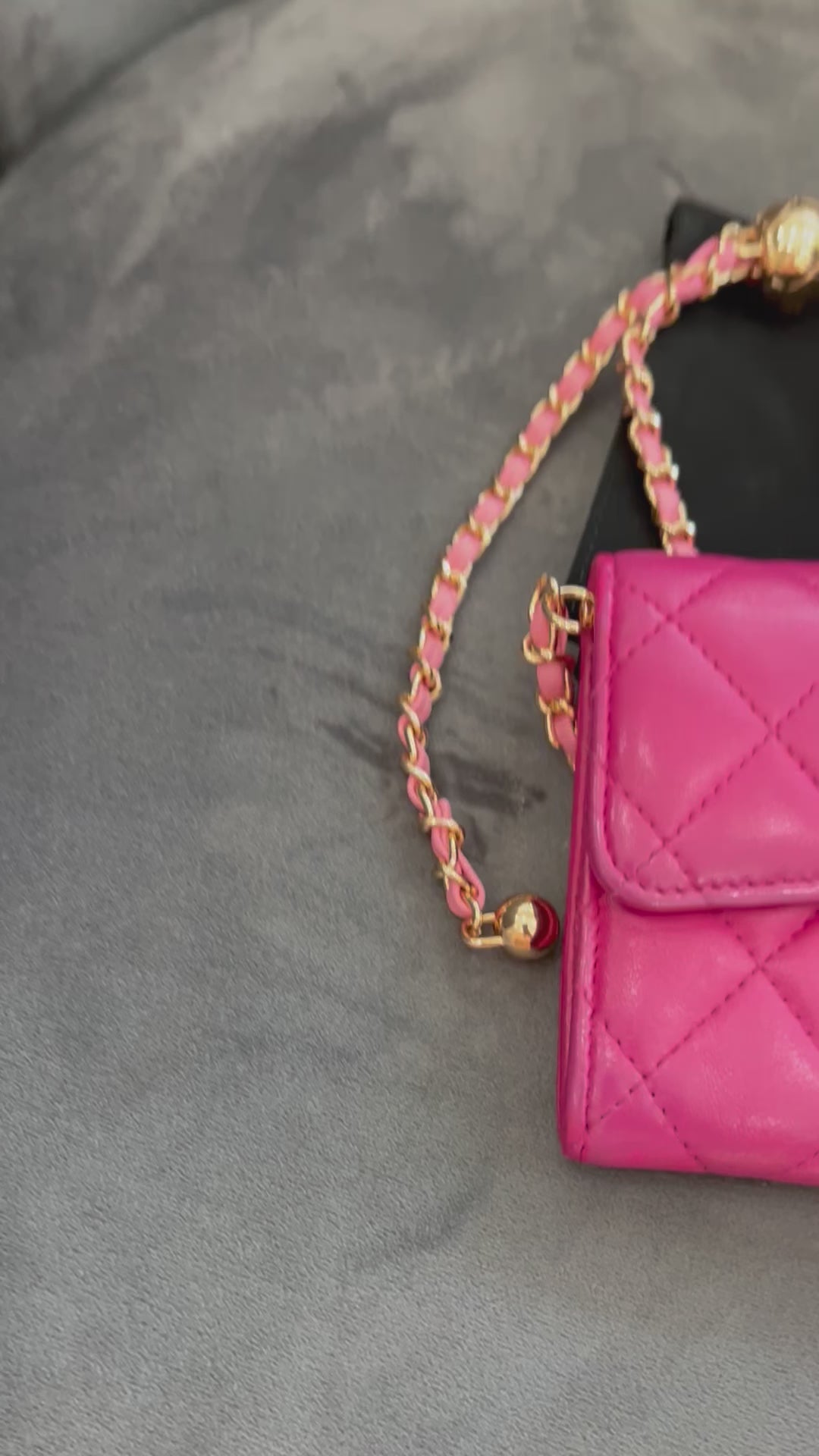 Chanel matelasse pink wallet on chain