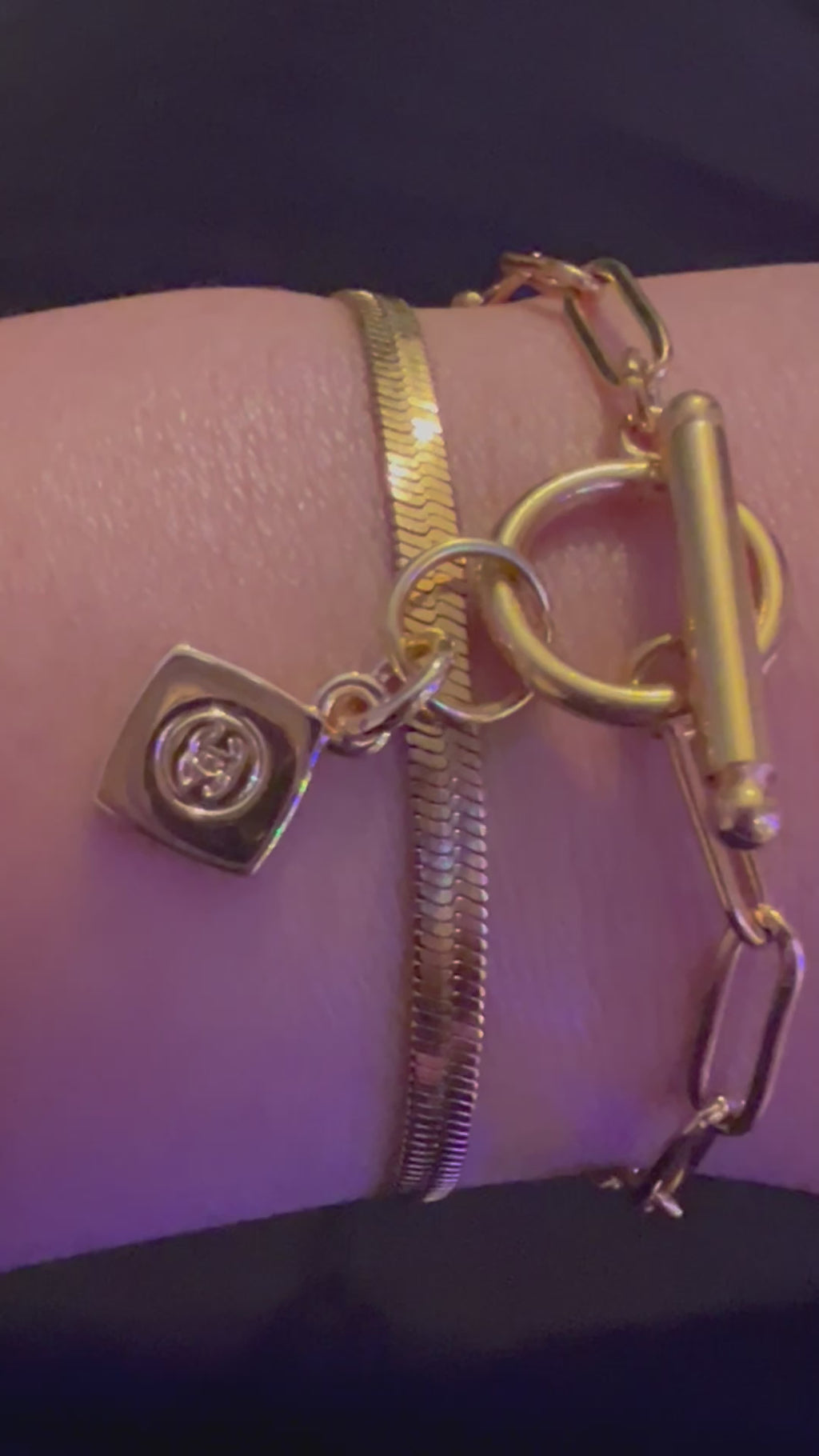 Upcycled Chanel CC charm bracelet - Toggle paperclip