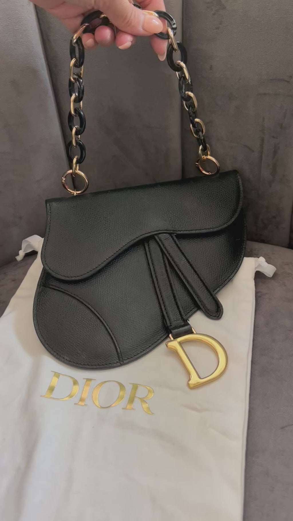 Christian Dior saddle belt bag & shoulder bag black grained