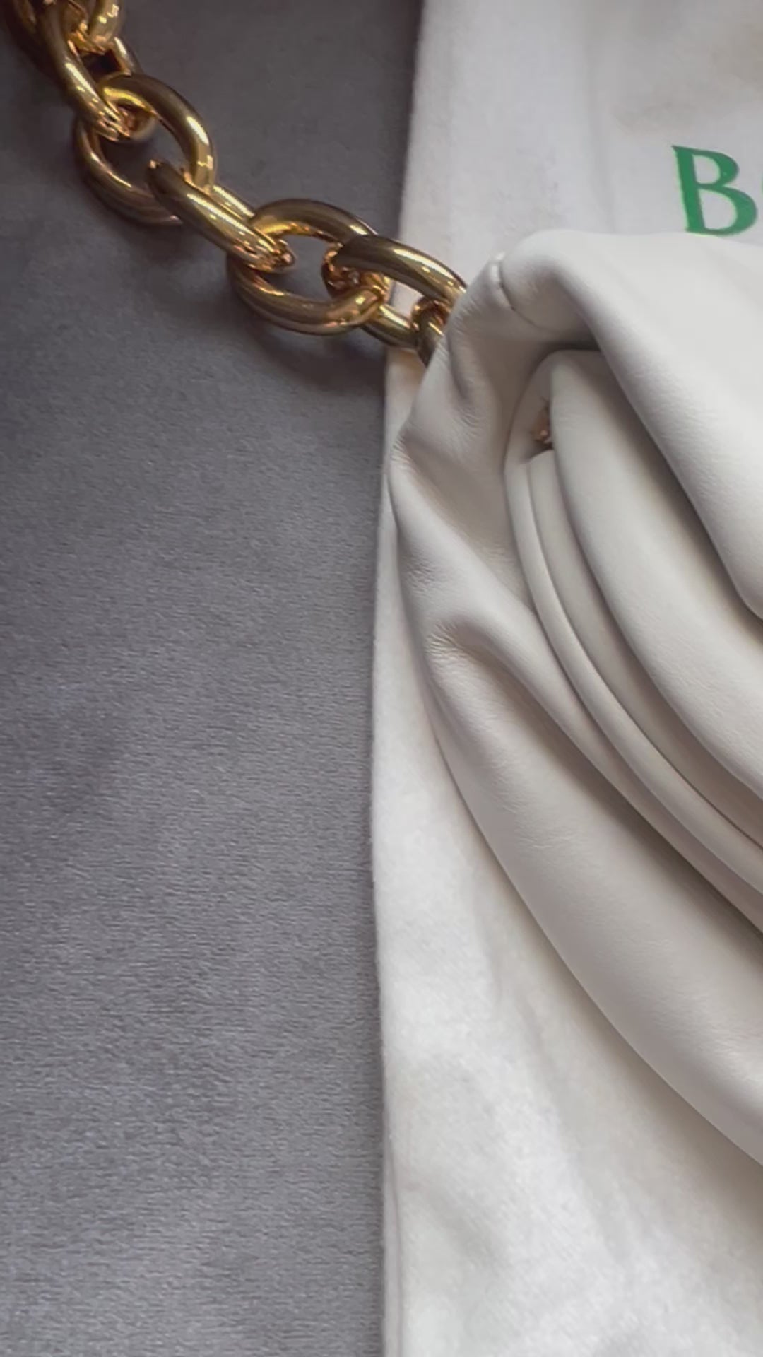 Bottega Veneta white chain pouch