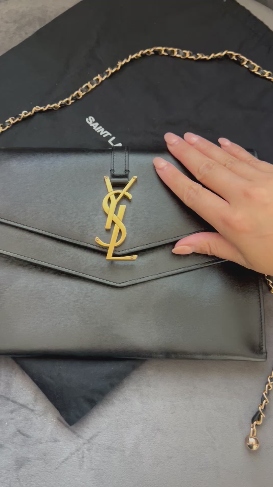 SAINT LAURENT Monogram Sulpice Double Flap clutch on chain