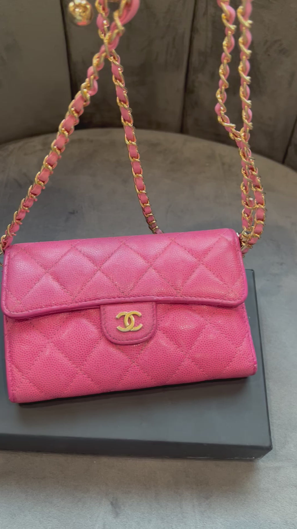 Chanel caviar mini wallet on chain