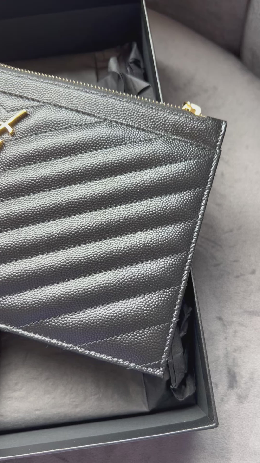 Saint Laurent Caviar Black Wristlet