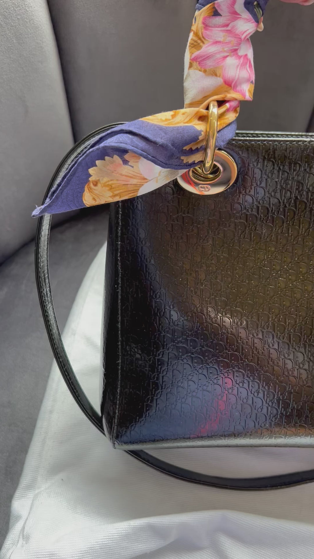 Rare Lady Dior tote medium patent